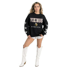 Minnesota Vikings Gameday Couture Women's Velocity Relaxed Rhinestone Pullover Sweatshirt - Black Pullover