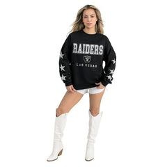 Las Vegas Raiders Gameday Couture Women's Velocity Relaxed Rhinestone Pullover Sweatshirt - Black Pullover
