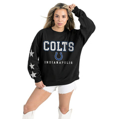 Indianapolis Colts Gameday Couture Women's Velocity Relaxed Rhinestone Pullover Sweatshirt - Black Pullover