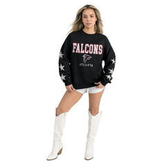 Atlanta Falcons Gameday Couture Women's Velocity Relaxed Rhinestone Pullover Sweatshirt - Black Pullover