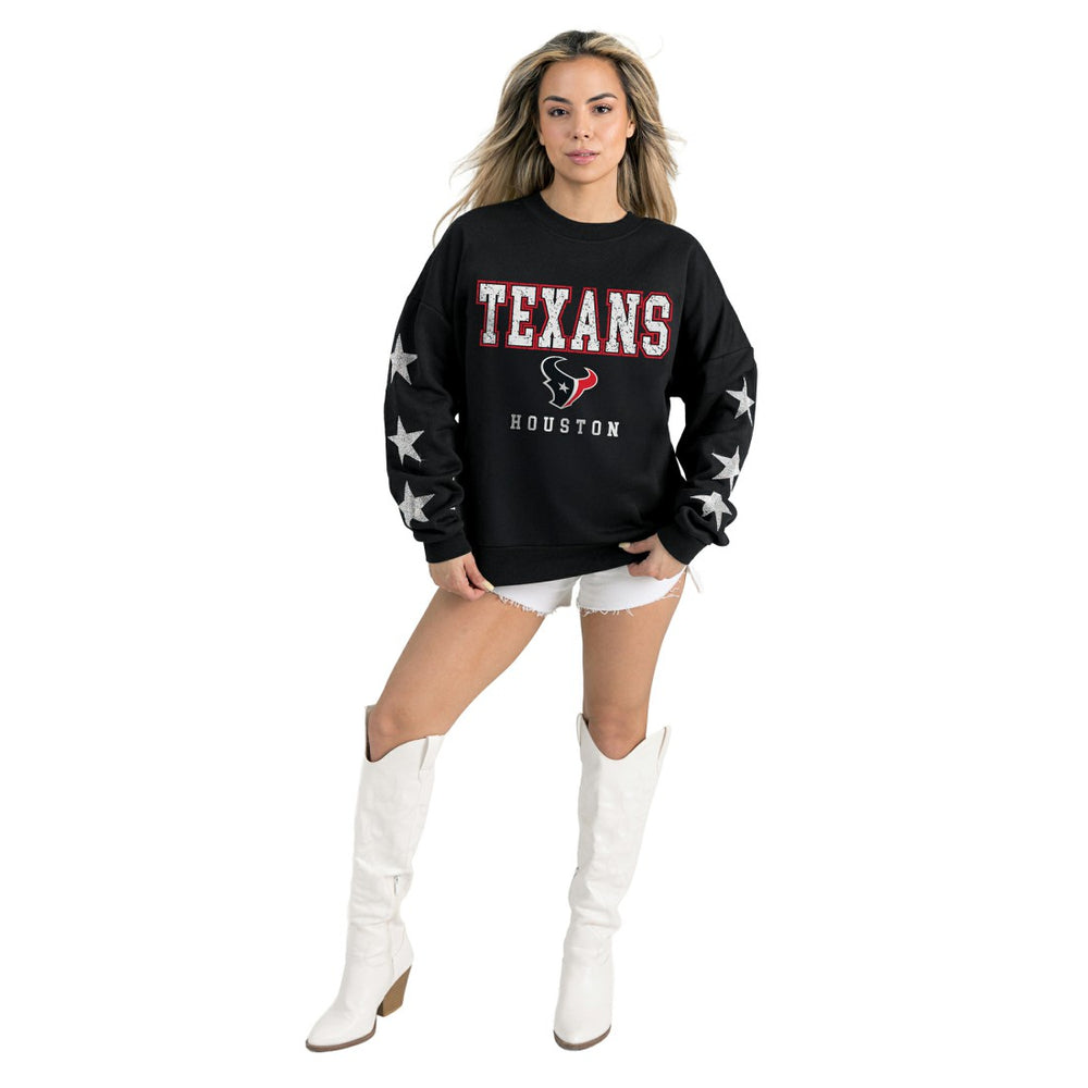 Houston Texans Gameday Couture Women's Velocity Relaxed Rhinestone Pullover Sweatshirt - Black Pullover