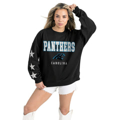 Carolina Panthers Gameday Couture Women's Velocity Relaxed Rhinestone Pullover Sweatshirt - Black Pullover