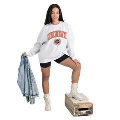 Cincinnati Bengals Gameday Couture Women's Traditional Logo Oversized Premium Fleece Pullover Sweatshirt - Ash Pullover