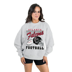 Atlanta Falcons Gameday Couture Women's Home Turf Oversized Premium Fleece Pullover Sweatshirt - Ash Pullover