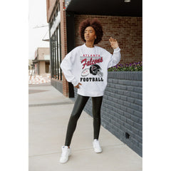 Atlanta Falcons Gameday Couture Women's Home Turf Oversized Premium Fleece Pullover Sweatshirt - Ash Pullover