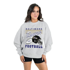 Baltimore Ravens Gameday Couture Women's Home Turf Oversized Premium Fleece Pullover Sweatshirt - Ash Pullover
