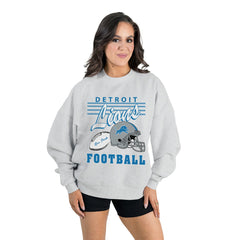Detroit Lions Gameday Couture Women's Home Turf Oversized Premium Fleece Pullover Sweatshirt - Ash Pullover