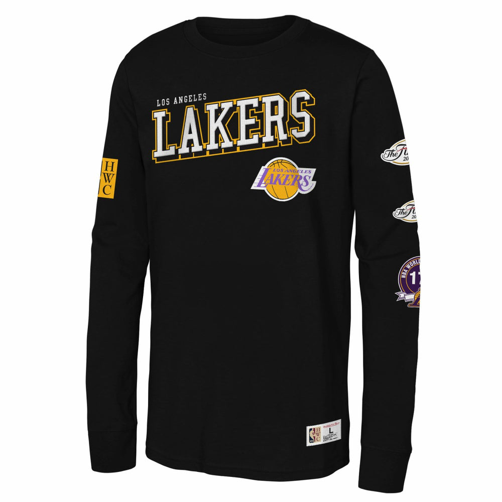 Los Angeles Lakers Youth Hardwood Classics Training Camp Long Sleeve T-Shirt Black - Mitchell & Ness