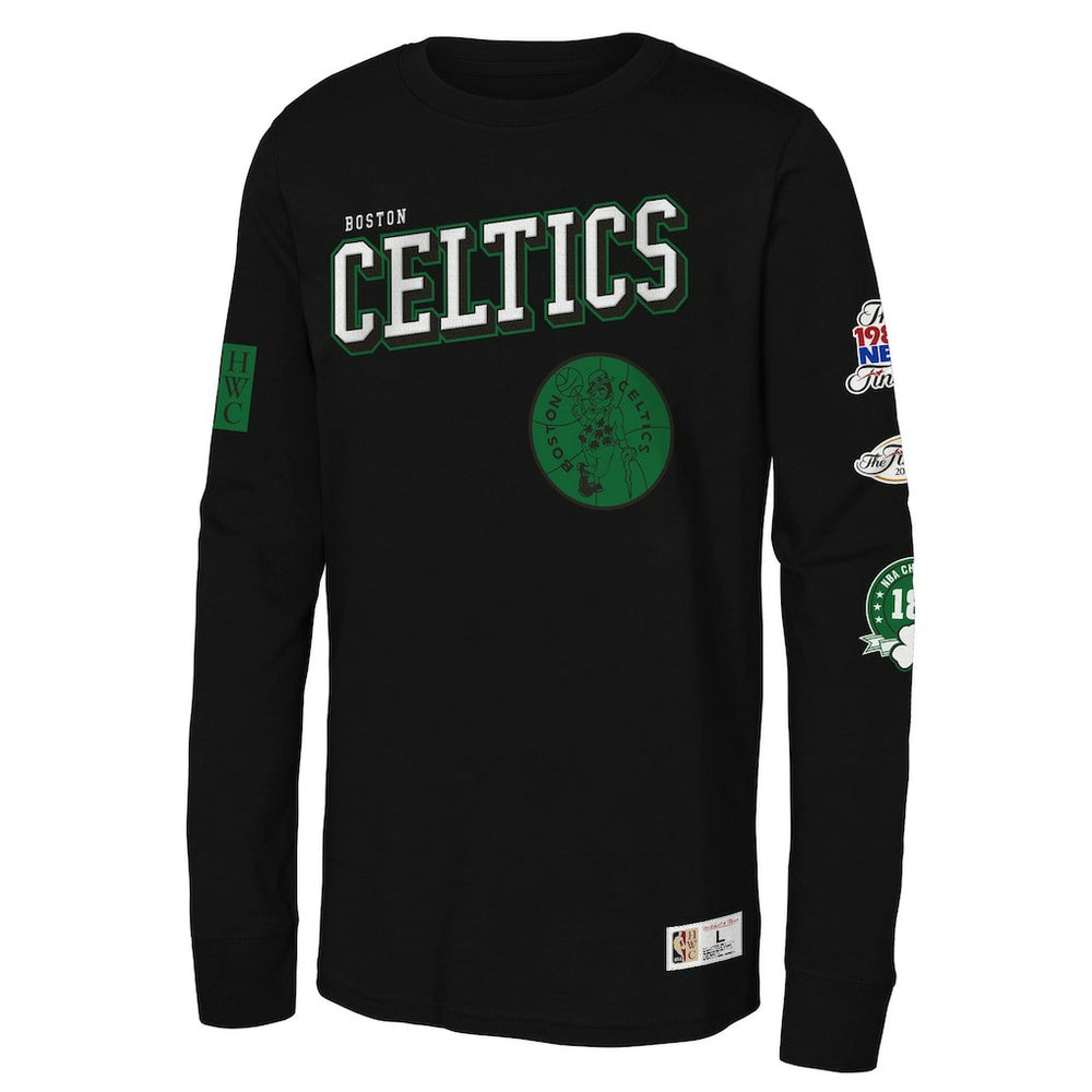 Boston Celtics Youth Hardwood Classics Training Camp Long Sleeve T-Shirt Black - Mitchell & Ness