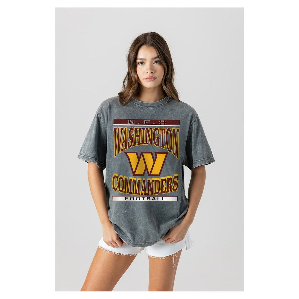Washington Commanders Gameday Couture Women's Oversized Classic Grind Washed T-Shirt - Gray T-shirts