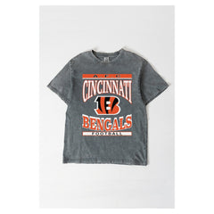 Cincinnati Bengals Gameday Couture Women's Oversized Classic Grind Washed T-Shirt - Gray T-shirts