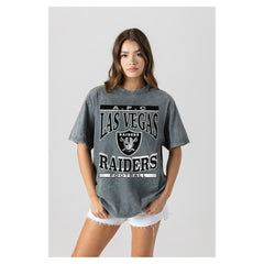 Las Vegas Raiders Gameday Couture Women's Oversized Classic Grind Washed T-Shirt - Gray T-shirts