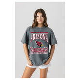 Arizona Cardinals Gameday Couture Women's Oversized Classic Grind Washed T-Shirt - Gray T-shirts