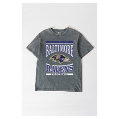 Baltimore Ravens Gameday Couture Women's Oversized Classic Grind Washed T-Shirt - Gray T-shirts