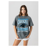Carolina Panthers Gameday Couture Women's Oversized Classic Grind Washed T-Shirt - Gray T-shirts