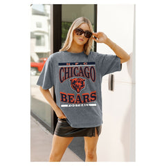 Chicago Bears Gameday Couture Women's Oversized Classic Grind Washed T-Shirt - Gray T-shirts