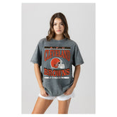 Cleveland Browns Gameday Couture Women's Oversized Classic Grind Washed T-Shirt - Gray T-shirts