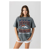 Denver Broncos Gameday Couture Women's Oversized Classic Grind Washed T-Shirt - Gray T-shirts