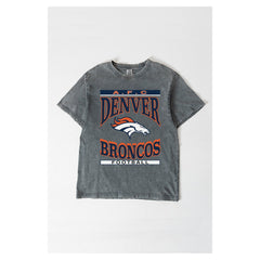 Denver Broncos Gameday Couture Women's Oversized Classic Grind Washed T-Shirt - Gray T-shirts