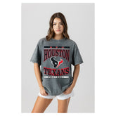 Houston Texans Gameday Couture Women's Oversized Classic Grind Washed T-Shirt - Gray T-shirts