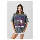 New York Giants Gameday Couture Women's Oversized Classic Grind Washed T-Shirt - Gray T-shirts