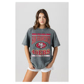 San Francisco 49ers Gameday Couture Women's Oversized Classic Grind Washed T-Shirt - Gray T-shirts