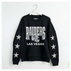 Las Vegas Raiders Gameday Couture Women's Pure Victory Rhinestud Star-Sleeve Pullover Sweatshirt - Black Pullover