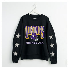 Minnesota Vikings Gameday Couture Women's Pure Victory Rhinestud Star-Sleeve Pullover Sweatshirt - Black Pullover