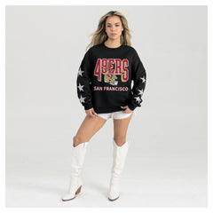 San Francisco 49ers Gameday Couture Women's Pure Victory Rhinestud Star-Sleeve Pullover Sweatshirt - Black Pullover