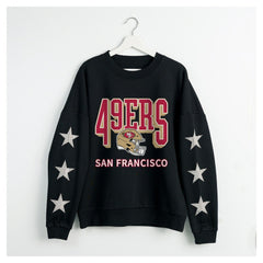 San Francisco 49ers Gameday Couture Women's Pure Victory Rhinestud Star-Sleeve Pullover Sweatshirt - Black Pullover