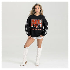 Cincinnati Bengals Gameday Couture Women's Pure Victory Rhinestud Star-Sleeve Pullover Sweatshirt - Black Pullover