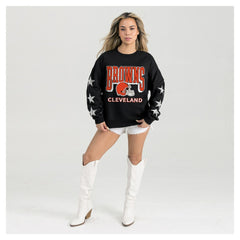 Cleveland Browns Gameday Couture Women's Pure Victory Rhinestud Star-Sleeve Pullover Sweatshirt - Black Pullover