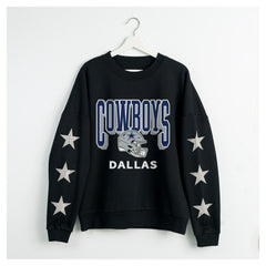 Dallas Cowboys Gameday Couture Women's Pure Victory Rhinestud Star-Sleeve Pullover Sweatshirt - Black Pullover