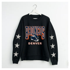 Denver Broncos Gameday Couture Women's Pure Victory Rhinestud Star-Sleeve Pullover Sweatshirt - Black Pullover
