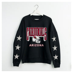 Arizona Cardinals Gameday Couture Women's Pure Victory Rhinestud Star-Sleeve Pullover Sweatshirt - Black Pullover