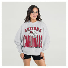 Arizona Cardinals Gameday Couture Women's Fierce Focus Premium Oversized Fleece Pullover Sweatshirt - Ash Pullover