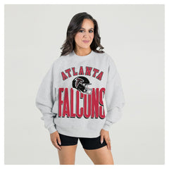 Atlanta Falcons Gameday Couture Women's Fierce Focus Premium Oversized Fleece Pullover Sweatshirt - Ash Pullover