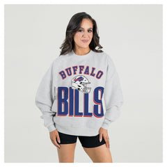 Buffalo Bills Gameday Couture Women's Fierce Focus Premium Oversized Fleece Pullover Sweatshirt - Ash Pullover
