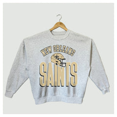 New Orleans Saints Gameday Couture Women's Fierce Focus Premium Oversized Fleece Pullover Sweatshirt - Ash Pullover