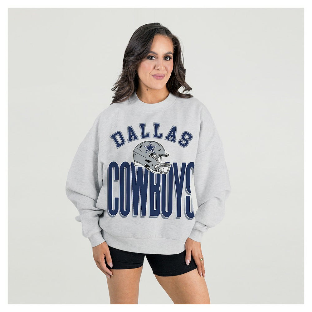 Dallas Cowboys Gameday Couture Women's Fierce Focus Premium Oversized Fleece Pullover Sweatshirt - Ash Pullover