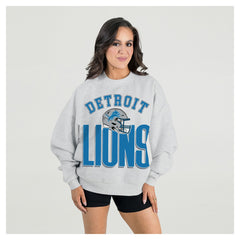 Detroit Lions Gameday Couture Women's Fierce Focus Premium Oversized Fleece Pullover Sweatshirt - Ash Pullover