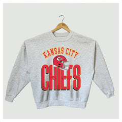 Kansas City Chiefs Gameday Couture Women's Fierce Focus Premium Oversized Fleece Pullover Sweatshirt - Ash Pullover
