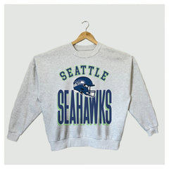 Seattle Seahawks Gameday Couture Women's Fierce Focus Premium Oversized Fleece Pullover Sweatshirt - Ash Pullover