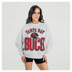 Tampa Bay Buccaneers Gameday Couture Women's Fierce Focus Premium Oversized Fleece Pullover Sweatshirt - Ash Pullover