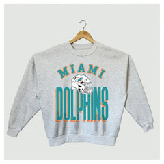 Miami Dolphins Gameday Couture Women's Fierce Focus Premium Oversized Fleece Pullover Sweatshirt - Ash Pullover