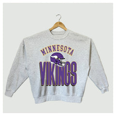 Minnesota Vikings Gameday Couture Women's Fierce Focus Premium Oversized Fleece Pullover Sweatshirt - Ash Pullover
