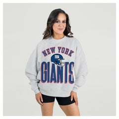 New York Giants Gameday Couture Women's Fierce Focus Premium Oversized Fleece Pullover Sweatshirt - Ash Pullover