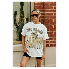 New Orleans Saints Gameday Couture Women's Oversized Classic Fierce Focus T-Shirt - White T-shirts