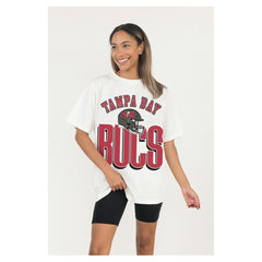 Tampa Bay Buccaneers Gameday Couture Women's Oversized Classic Fierce Focus T-Shirt - White T-shirts