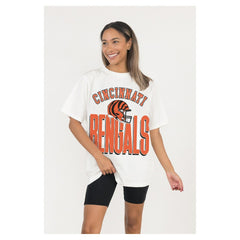 Cincinnati Bengals Gameday Couture Women's Oversized Classic Fierce Focus T-Shirt - White T-shirts